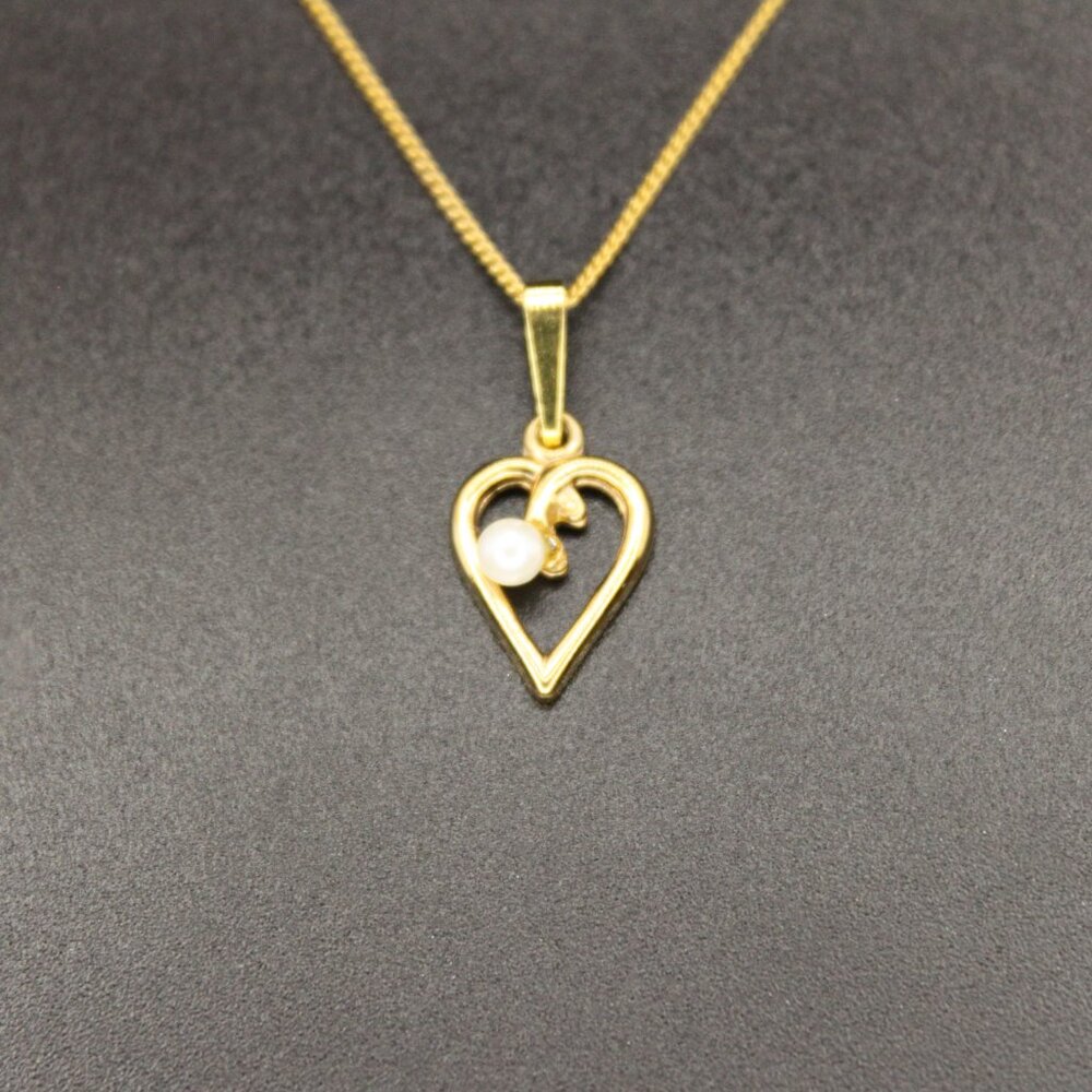 Vintage 1/20 14K Gold Filled ENGEL BROTHERS Open Heart Pendant Necklace 18"